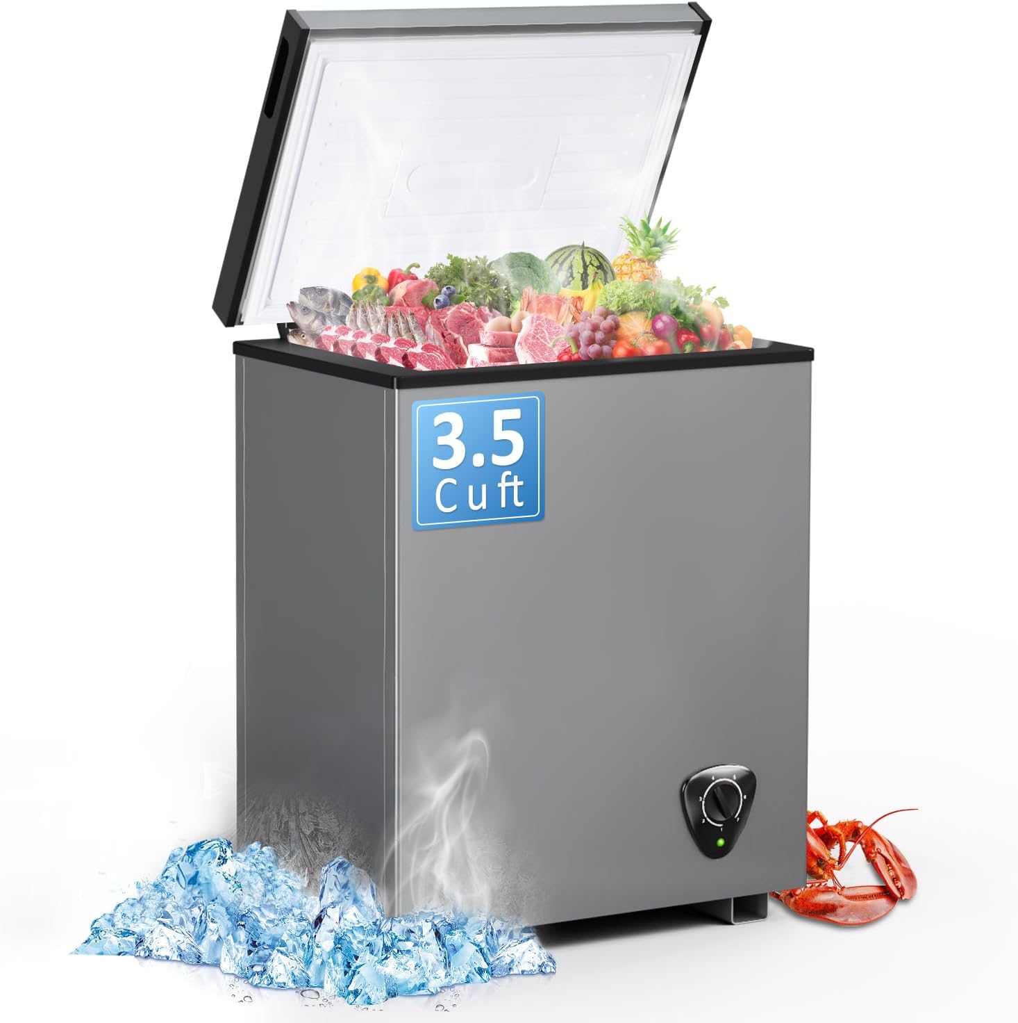 Compact Deep Freezer with Adjustable Temperature Control and Basket