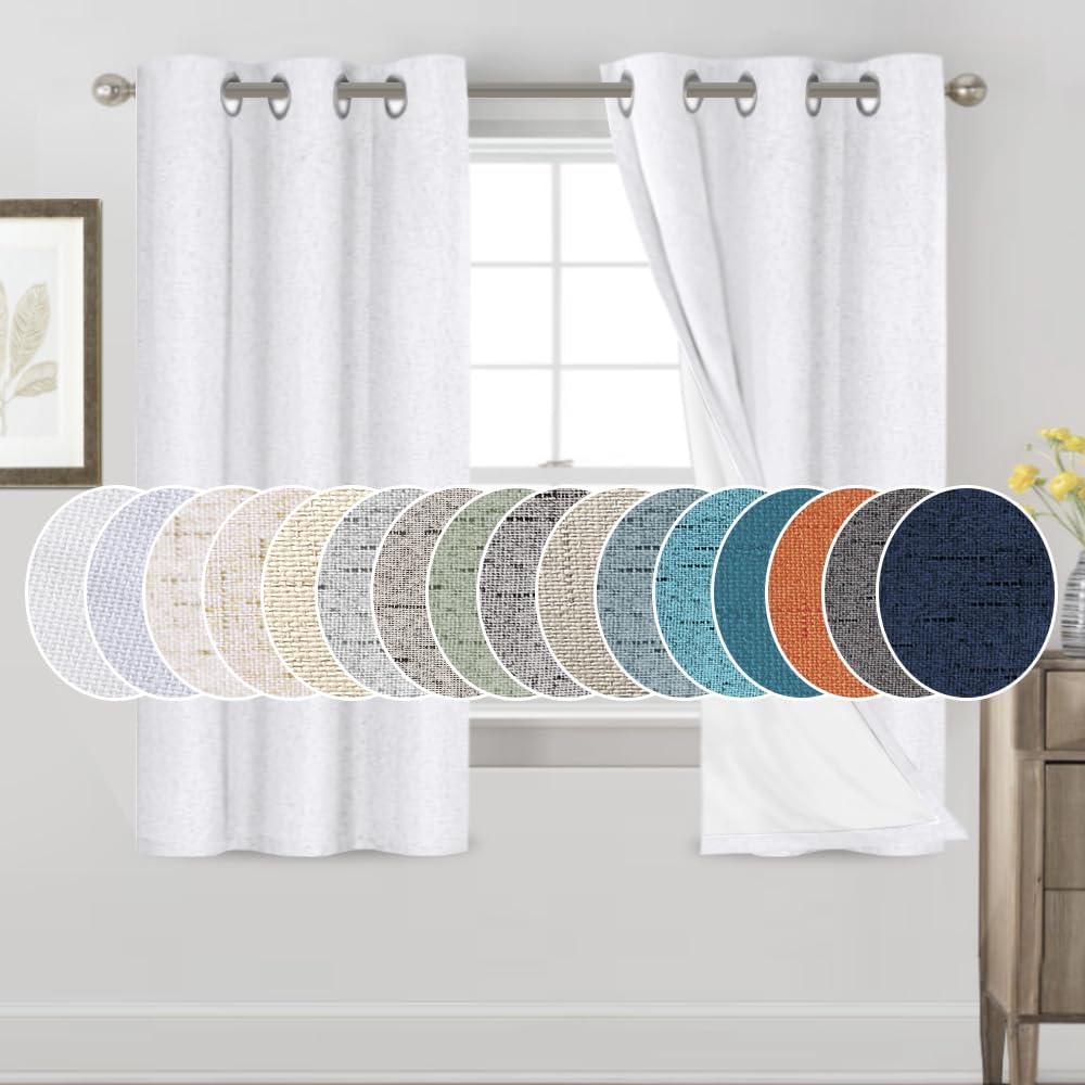 PrinceDeco Linen Texture Blackout Curtains for Home Decor