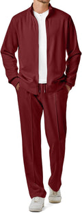 Mens Sweatsuit Tracksuit 2-Piece Full Zip Set - Textured Knit Comfort