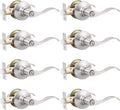 GOBEKOR 8 Pack Brushed Nickel Privacy Door Levers for Home