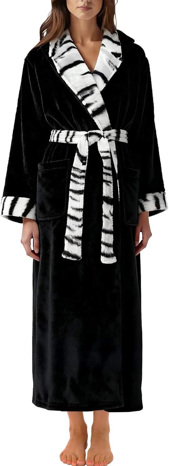 Long Plush Hooded Robe for Women - Cozy and Stylish Comfort
