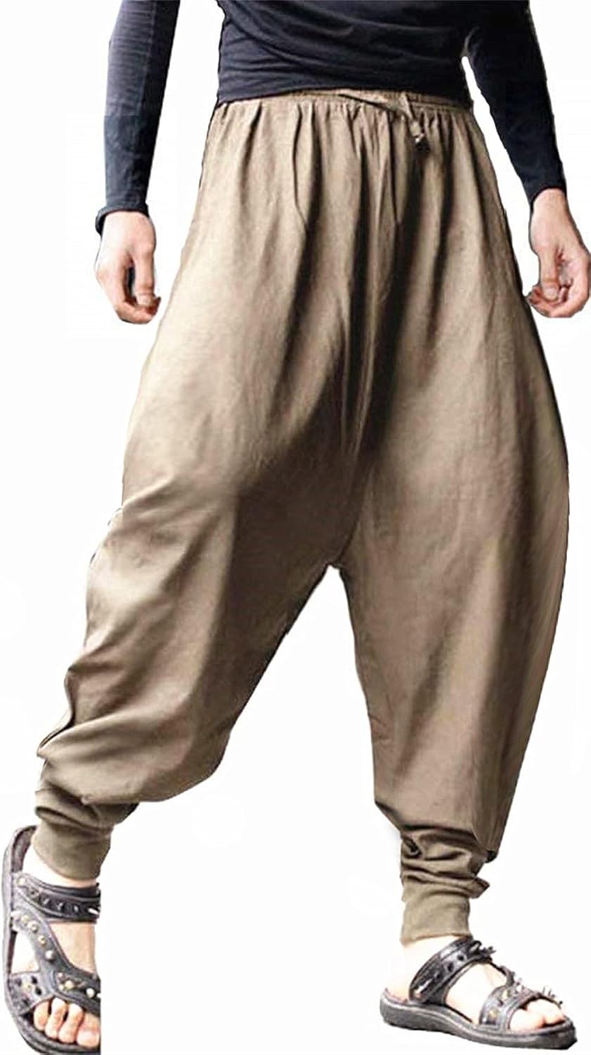 Comfortable Men's Drawstring Aladdin Harem Pants for Casual Wear
