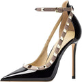 Women's Pointed-Toe Strappy High-Heeled Stiletto Pumps - Sleek 3.9in