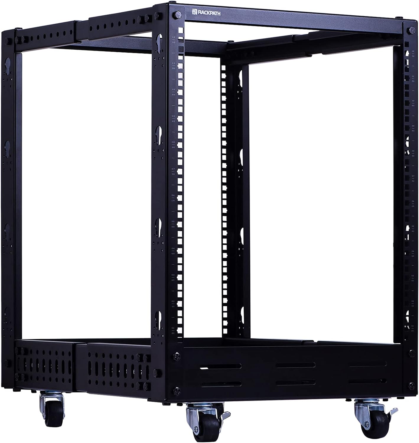 12U Open Frame Server Rack with Heavy Duty Casters for Stability