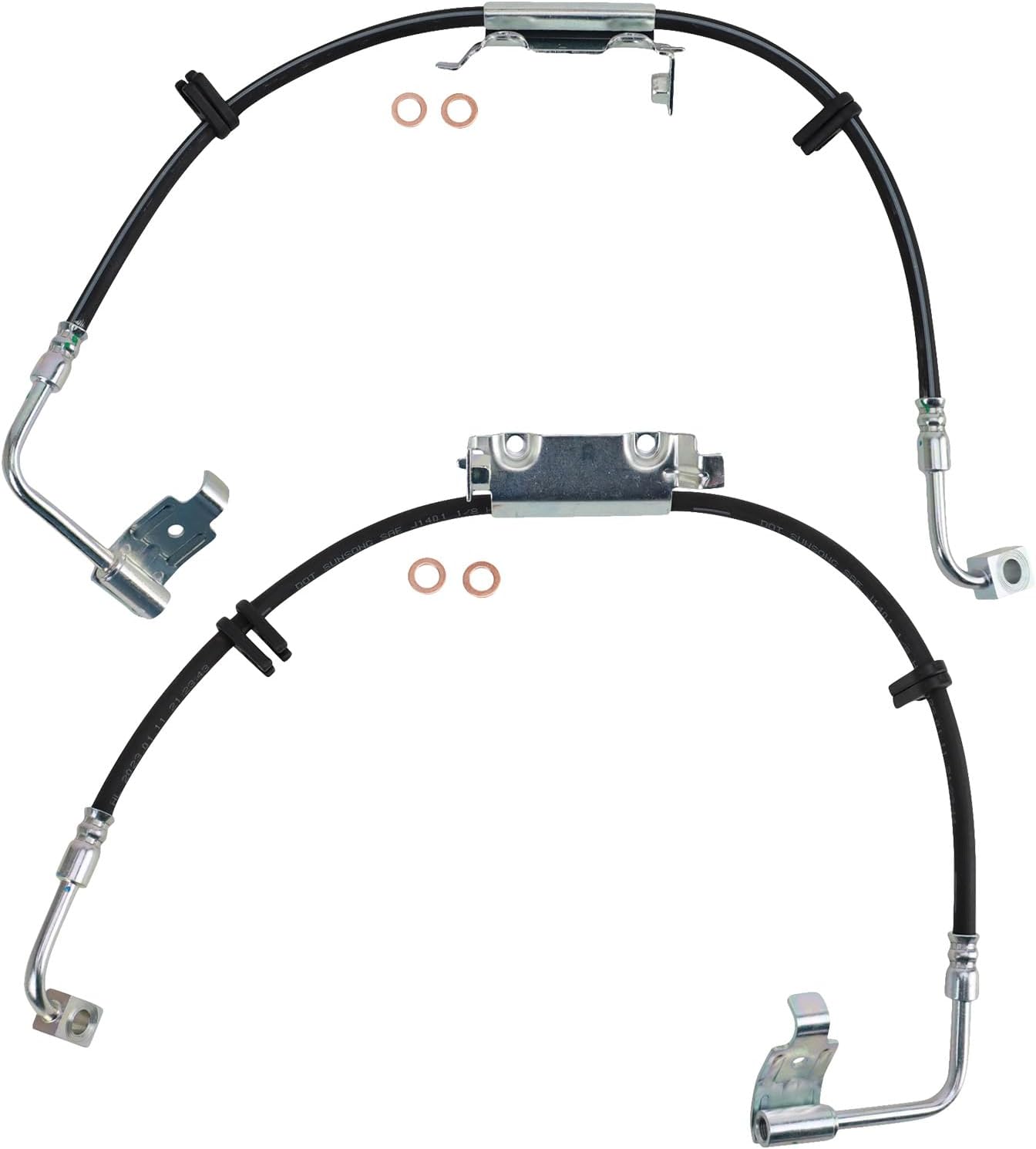 TRQ Front Brake Hose Set for 2011-2017 Jeep Wrangler JK