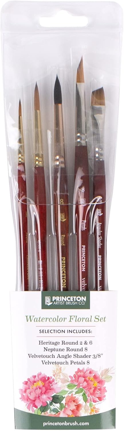 Princeton Watercolor Floral Brush Set - 5pc for Artists