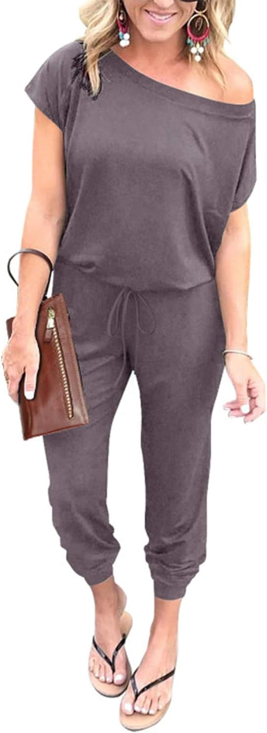 PRETTYGARDEN Off Shoulder Jumpsuits for Women Casual Style