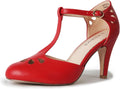 Women's Vintage Cutout Mary Janes - Low Kitten Heel Retro Pumps