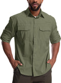 Mens Safari Sun Shirts UPF 50+ Long Sleeve Outdoor Shirt - Quick Dry