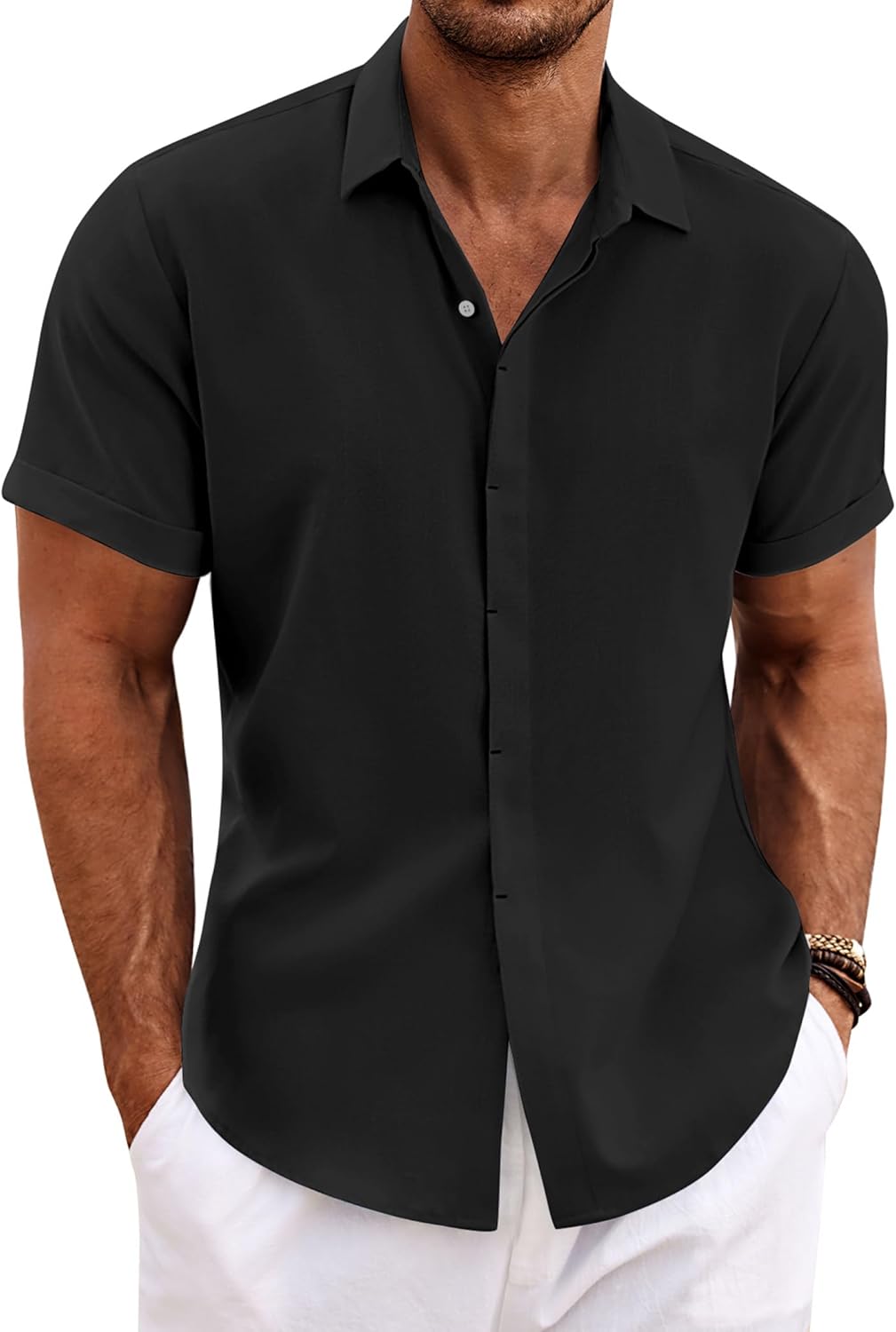 COOFANDY Men's Linen Shirts for Casual Summer Beach Style