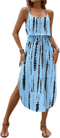Women's Tie Dye Cami Midi Dress with Knot Front - Flattering Fit