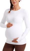 CRZ YOGA Womens Butterluxe Long Sleeve Maternity Top - Soft Stretchy