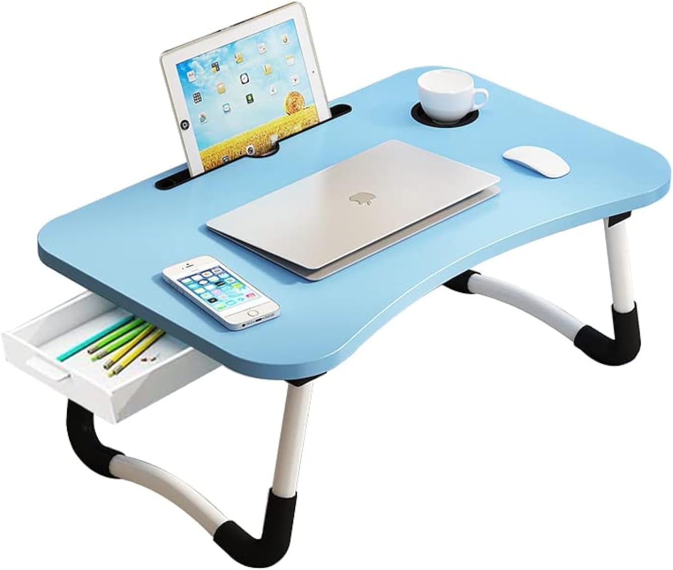 Multifunctional Lap Desk with Storage Drawer and Cup Holder