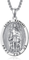 Men's Sterling Silver Pendant Necklace with Patron Saint Medals
