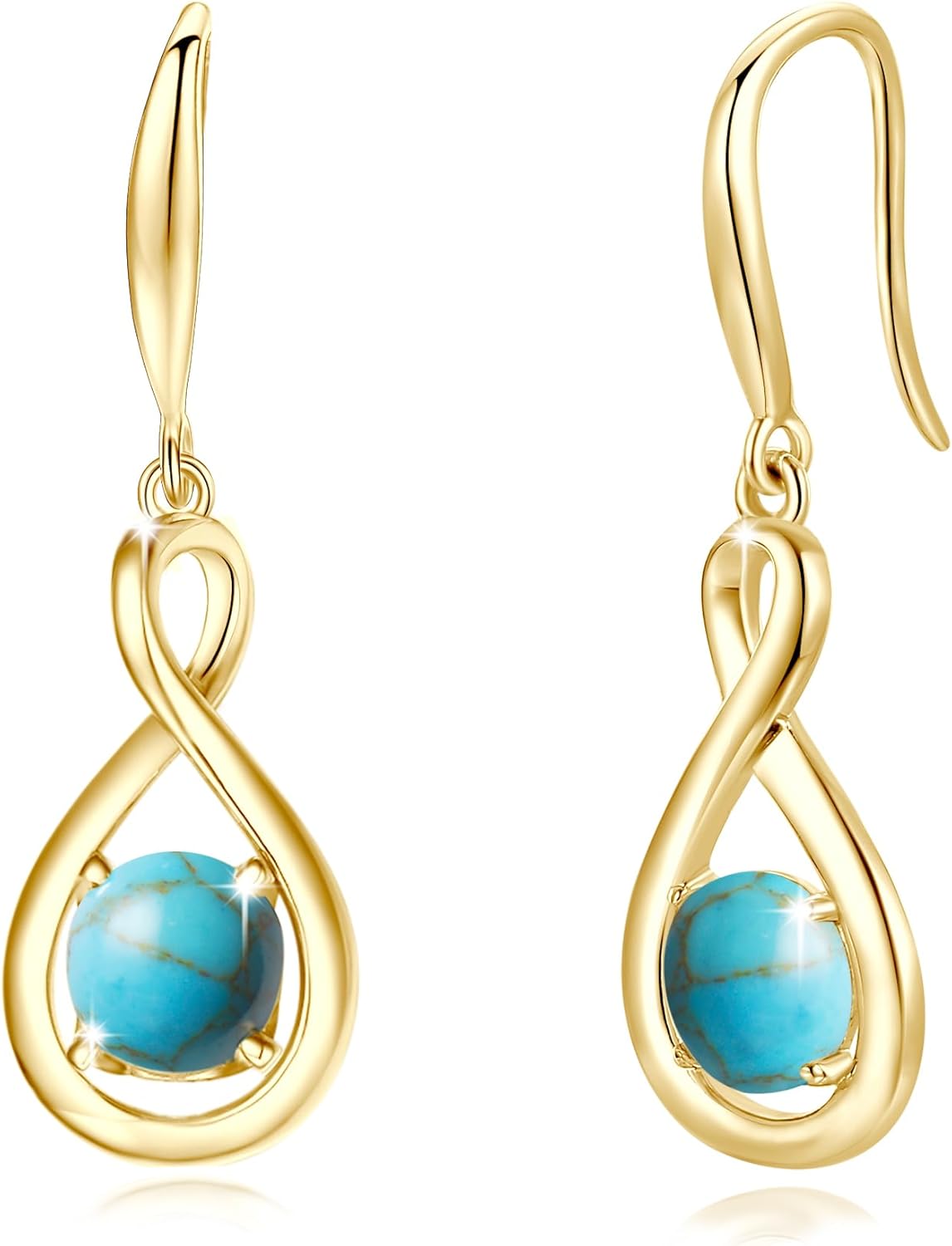Dangle Drop Earrings in 925 Sterling Silver with Birthstone