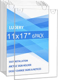 Acrylic Sign Holder 11x17 Vertical Wall Mount - Clear 6 Pack