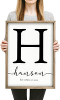 Framed Family Name Sign 12x18 Weathered Grey Frame - Personalized