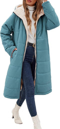 Women Winter Coats Fleece Long Coat with Hood - Reversible Warm Fit