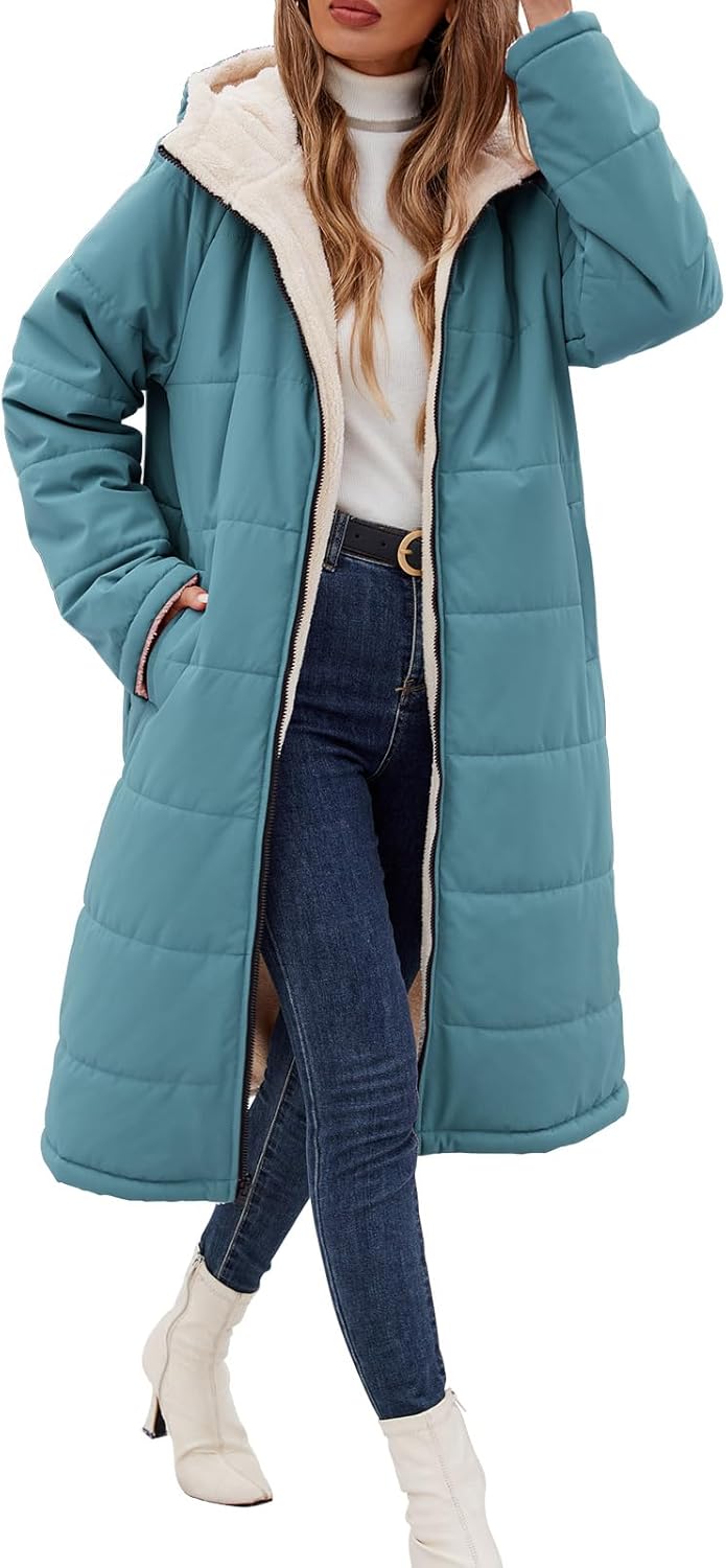 Women Winter Coats Fleece Long Jackets Oversized Warm Down
