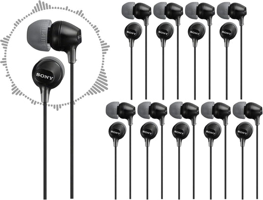 Sony Fashion Color In-Ear Earbud Headphones, Black, 10-Pack