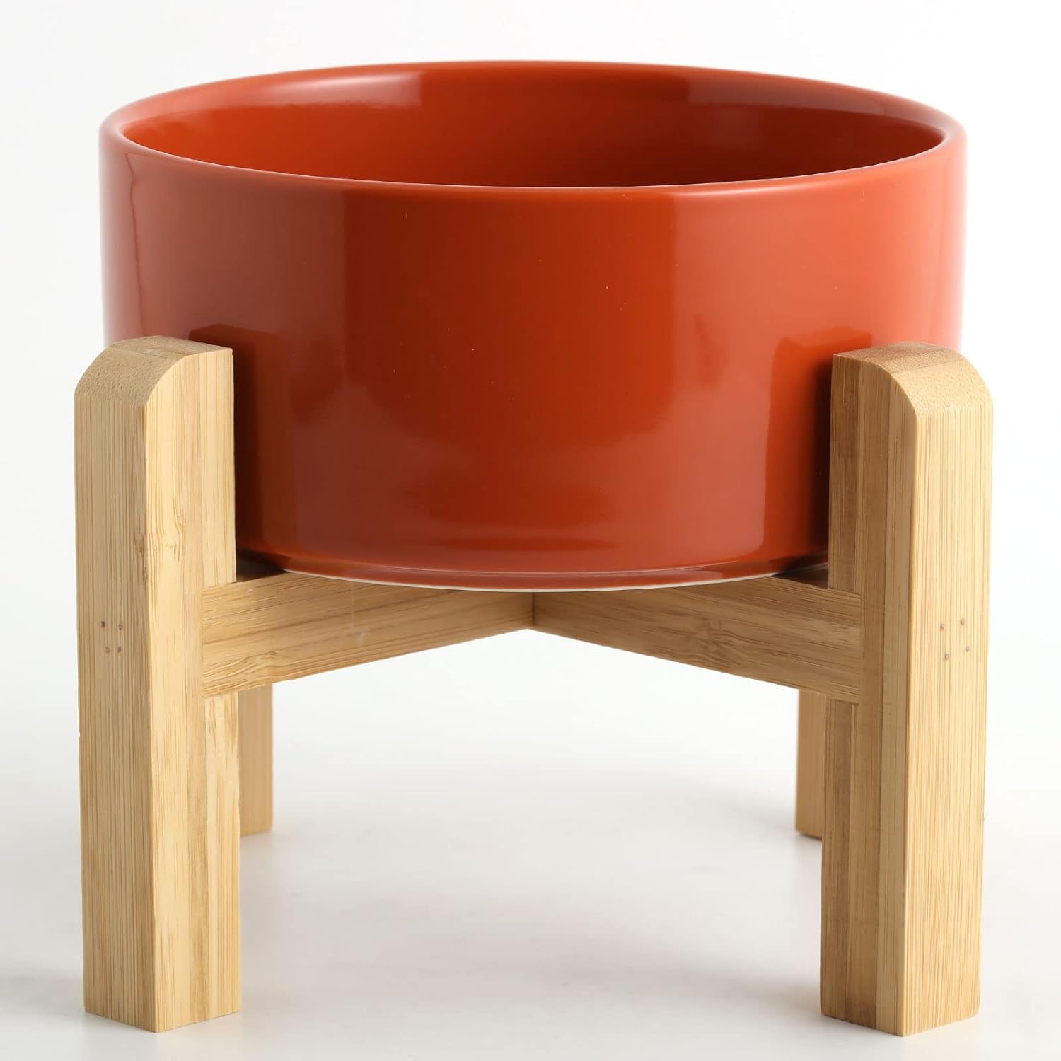 Rust Red Elevated Ceramic Dog Bowl - Anti-Slip Stand - 13.5 OZ