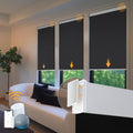 Motorized Black Roller Shades 34 x 72 - No Drill Smart Cordless Blinds