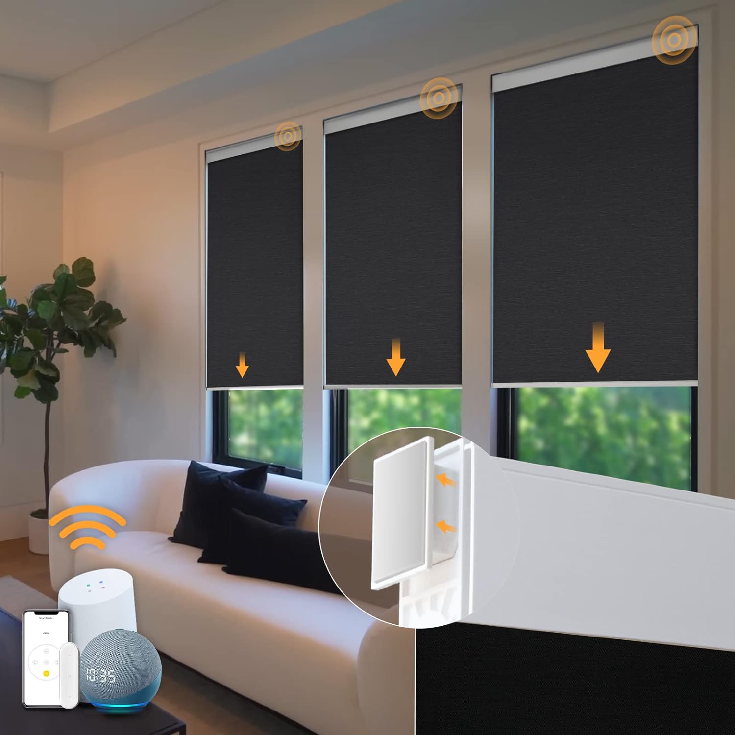Motorized Blinds - No Drill Automatic Cordless Roller Shades