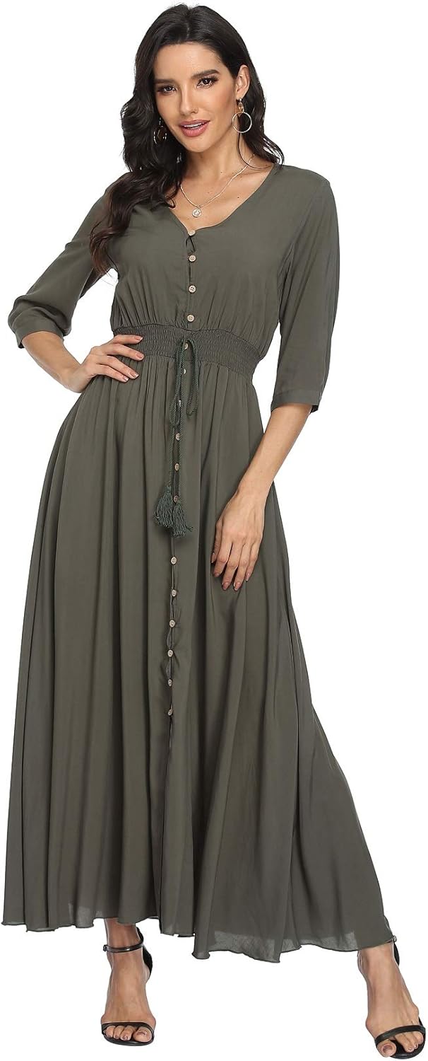 VintageClothing Women's Floral Maxi Dresses for Summer Fun
