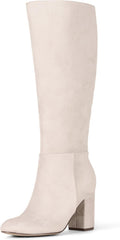 Women's Tall Heel Boot with Memory Foam - Faux Kidsuede Knee-High