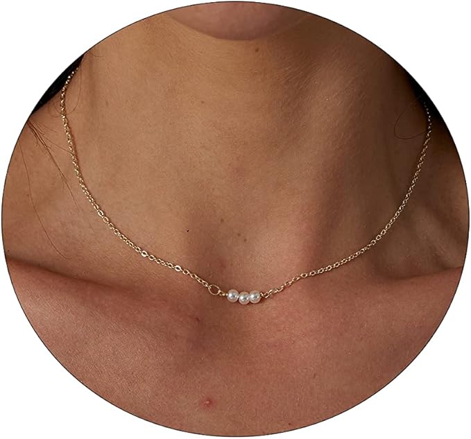 Dainty Pearl Pendant Necklaces for Women - 14k Gold Plated