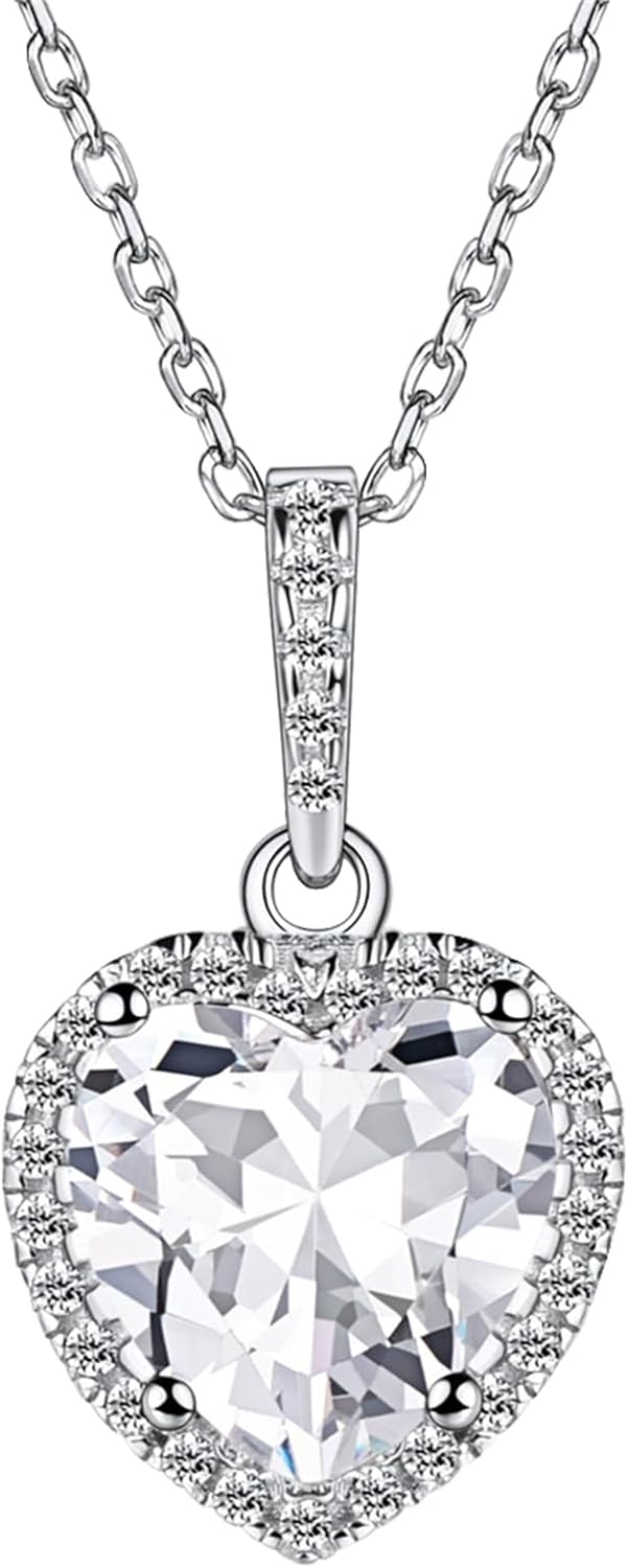 Bestyle Sparkling 925 Sterling Silver Birthstone Necklaces
