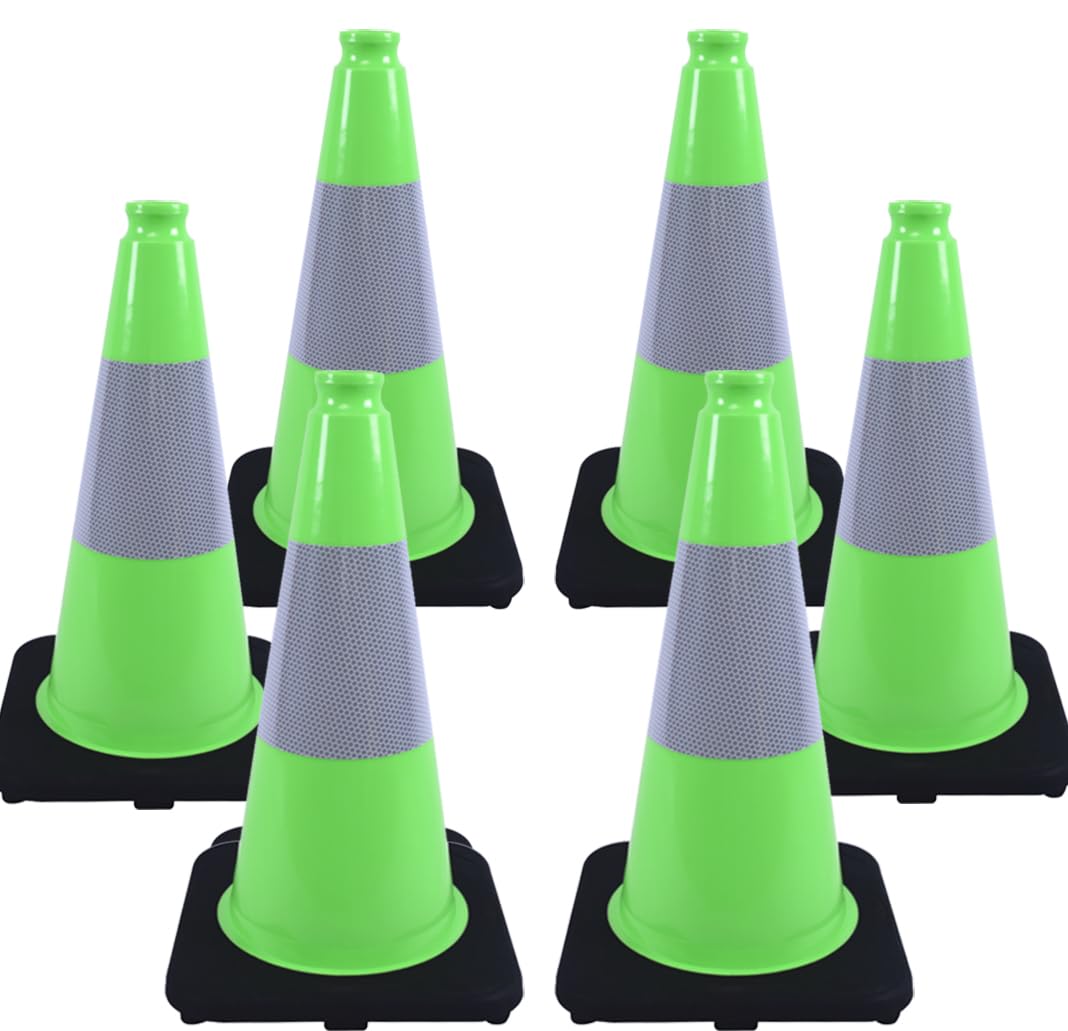 BESEA 6Pack 18 inch Traffic Cones for Safety and Visibility