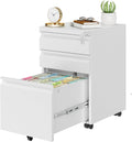 Metal Mobile File Cabinet with Lock and 4 Keys - 3 Drawer Mobile