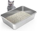 Stainless Steel Cat Litter Box 24 x 16 x 6 in - Large, Nonstick
