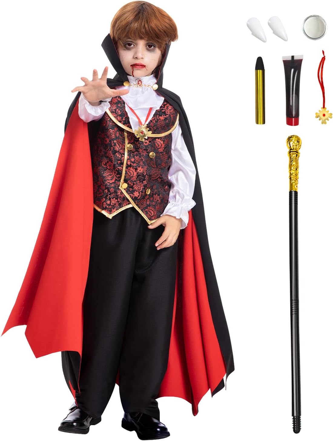Fooecor Boys Vampire Costume for Halloween Parties and Fun