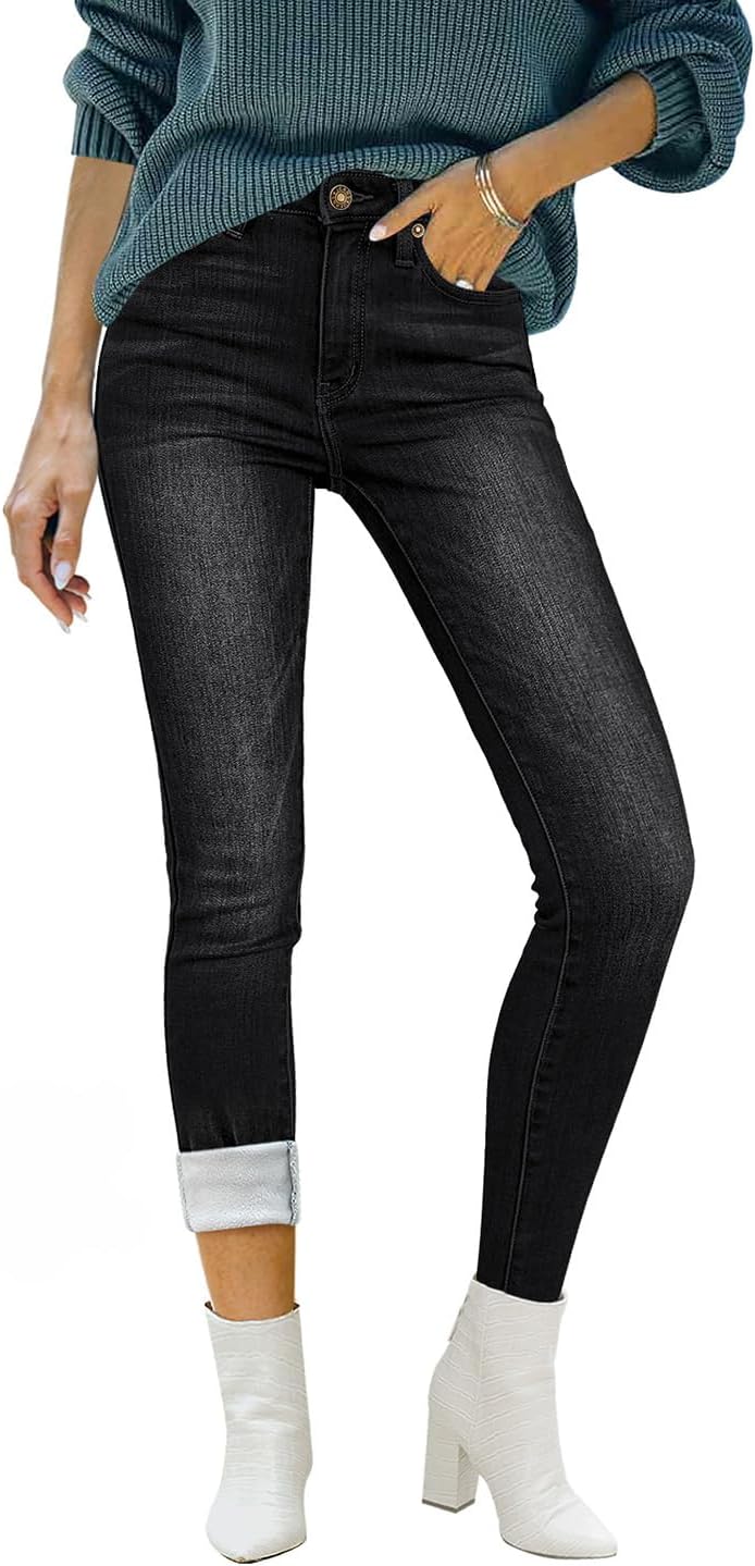 Luvamia Women's Fleece Lined Jeans for Winter Comfort and Style