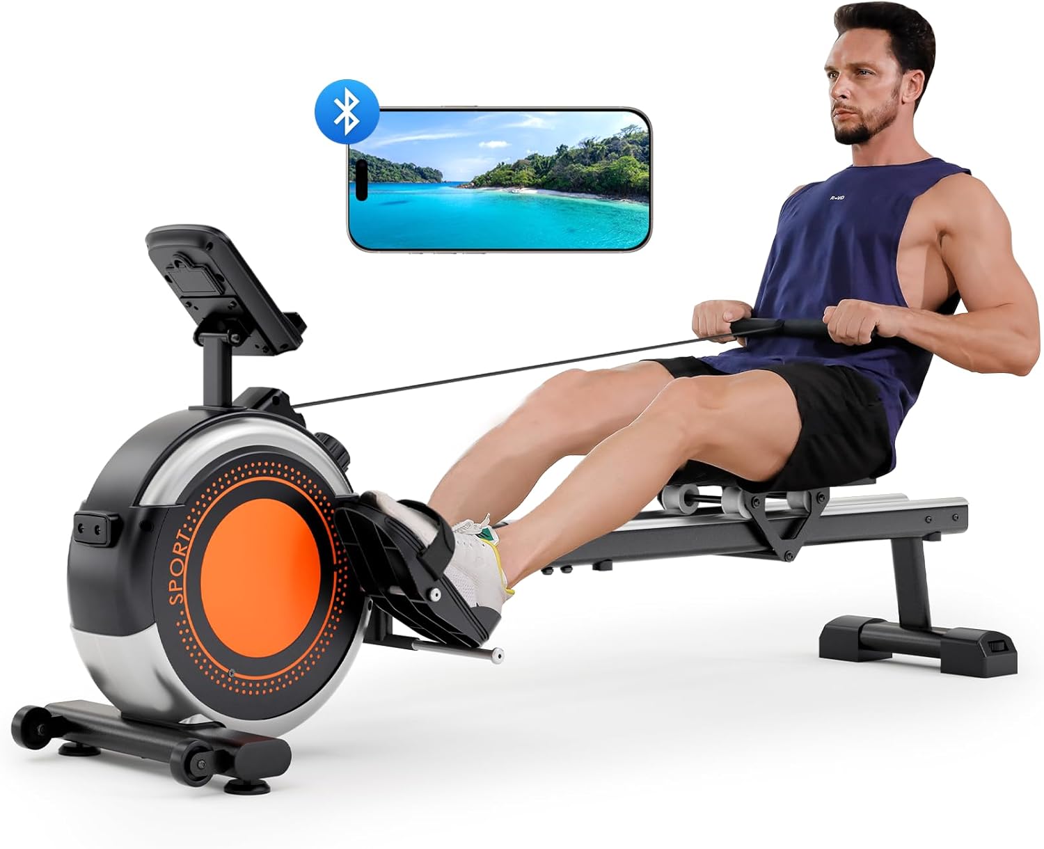 Dripex Magnetic Rowing Machine, Max 350 LBS, 16 Resistance Levels