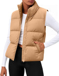 Women Puffer Vest Cropped Sleeveless Coat - Lightweight Warm Layer