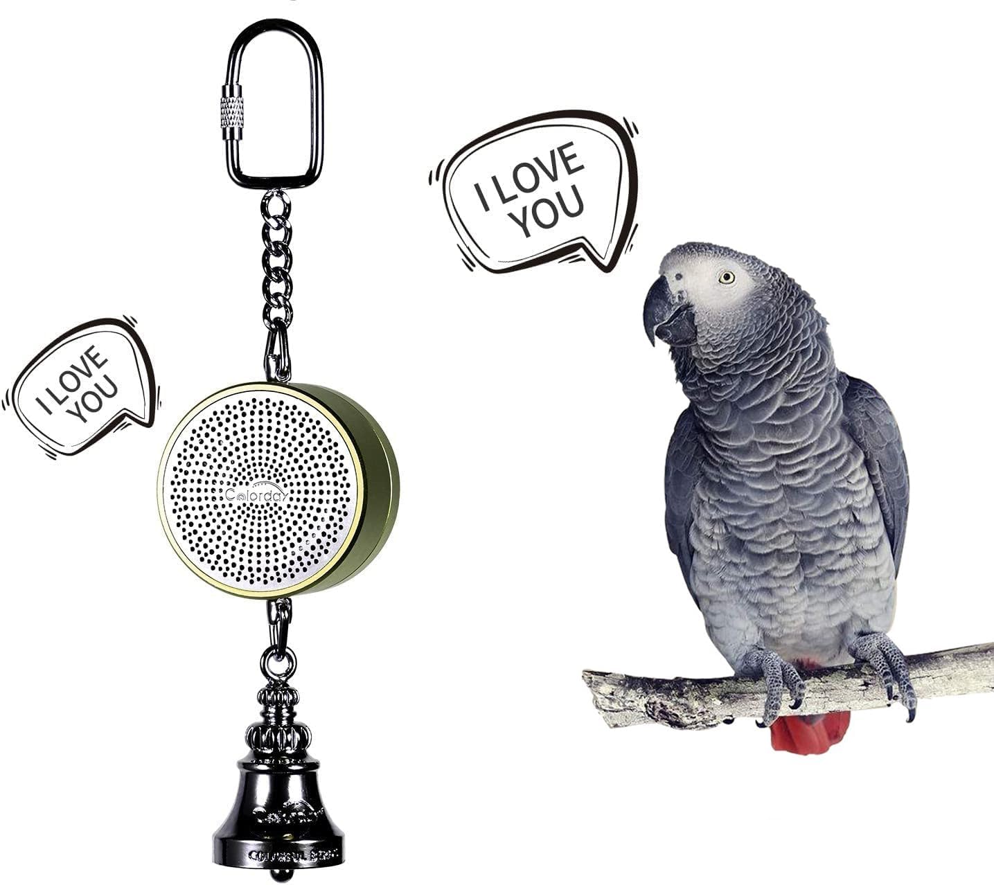 Colorday Bird Toys Interactive Voice Bell for Parrots & More