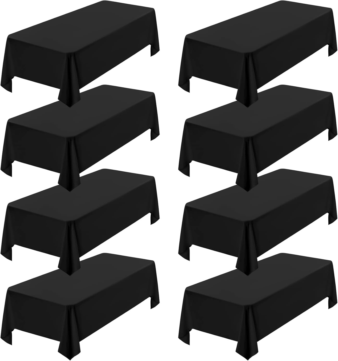 Showgeous 8 Pack Black Rectangle Tablecloths for Elegant Events