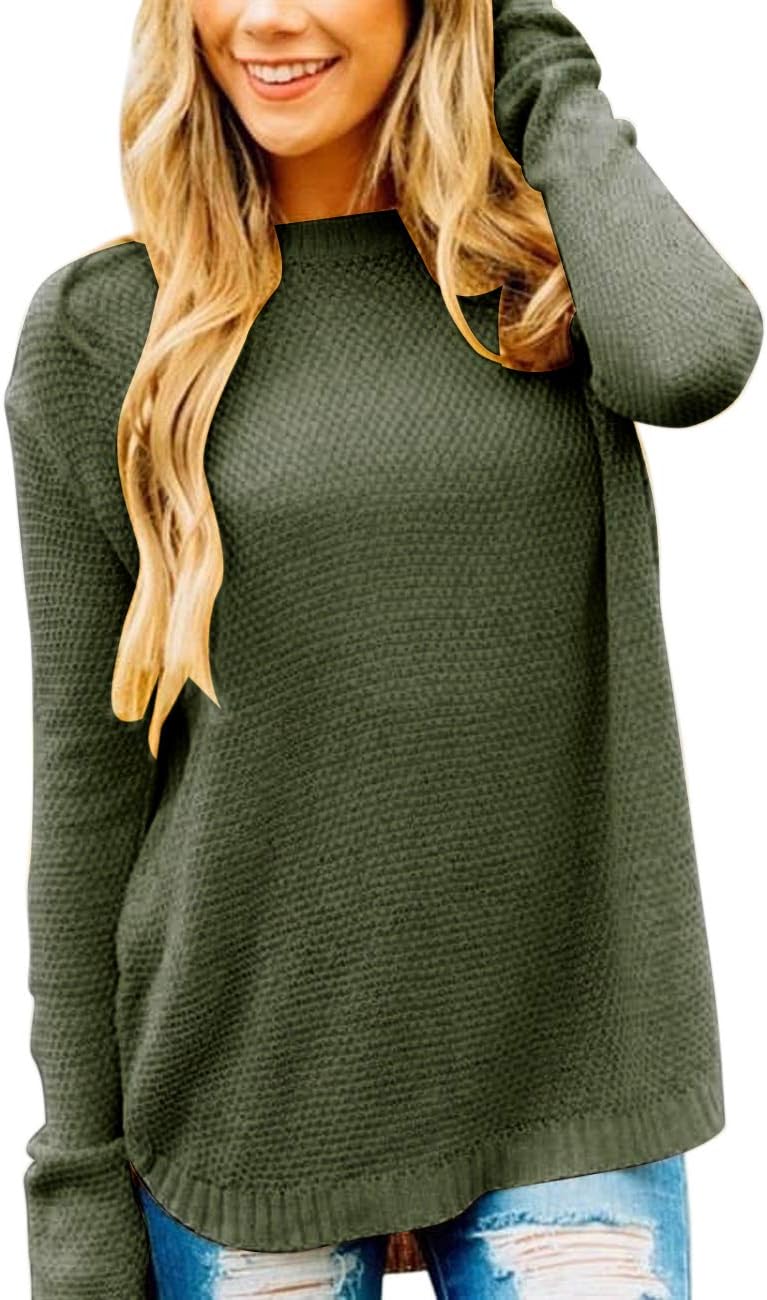 MEROKEETY Women's Oversized Crew Neck Knit Pullover Sweater