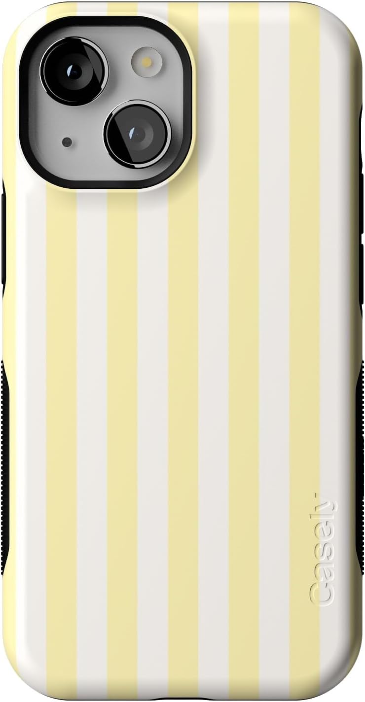 Bold Protective iPhone 13 Mini Case with Yellow Stripes Design