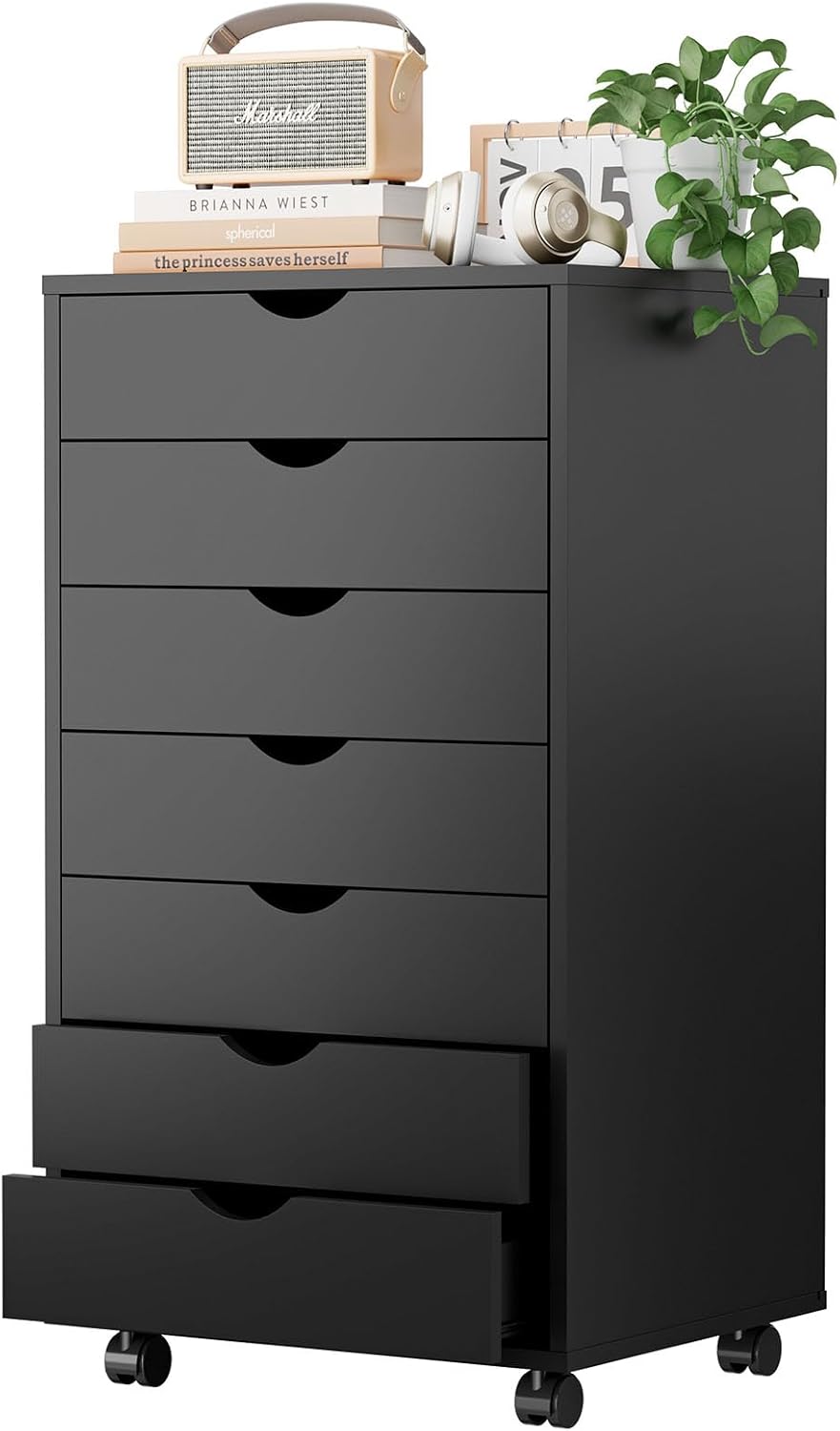 OLIXIS 7 Drawer Chest Wood File Cabinet for Home Office Storage