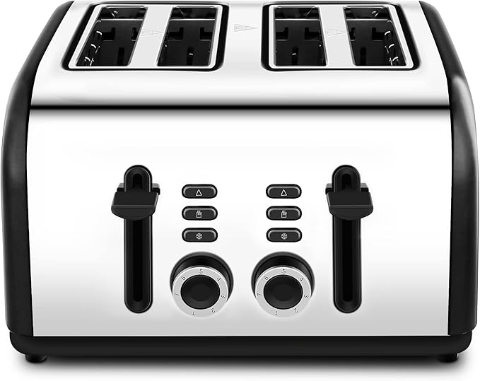 CUSINAID 4 Slice Toaster with Extra Wide Slots and 7-Shade Settings