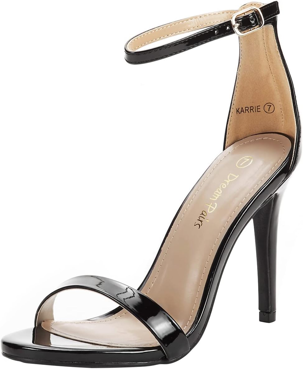 DREAM PAIRS Women's High Heels with Floral Ankle Strap Design