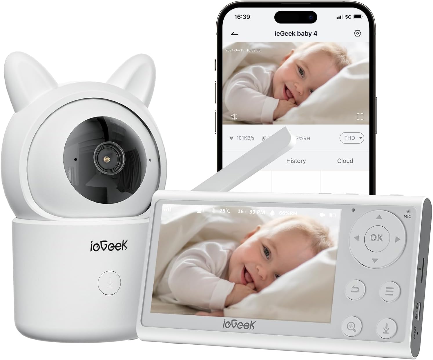 ieGeek 1080P FHD Video Baby Monitor - Night Vision & Motion Detection
