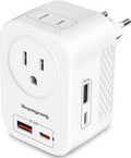 220V to 110V Voltage Converter US to Europe - Compact 6-in-1 Travel