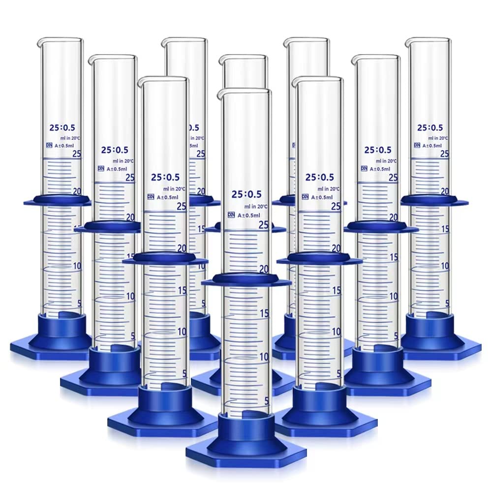 10PCS Graduated Cylinder Measuring Cylinder for Lab Use
