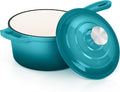 E-far Enameled Cast Iron Sauce Pan with Lid, 1 Quart - Compact Heat