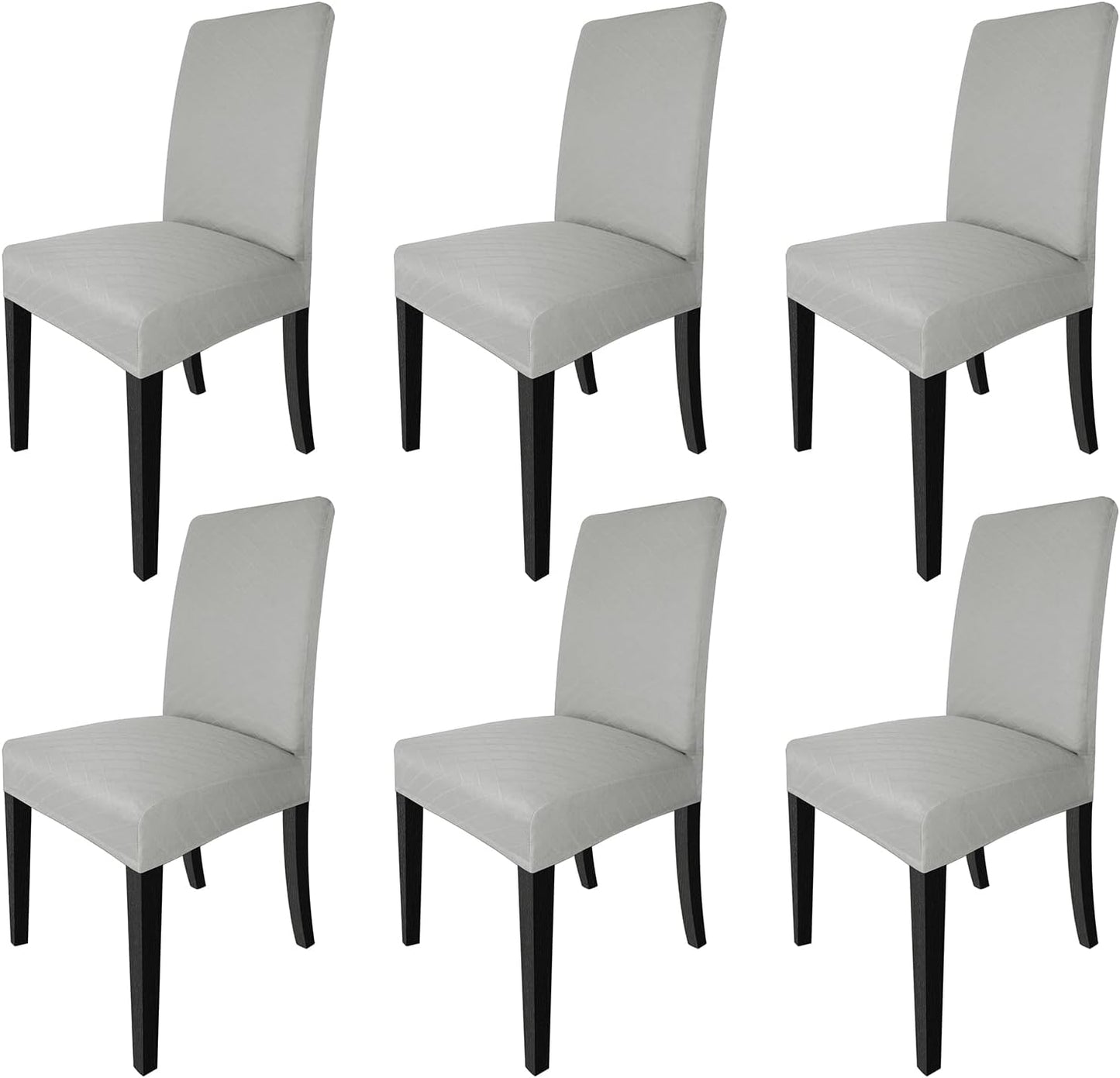 Stretch Slipcovers for Dining Room Chairs - Set of 6 Light Grey